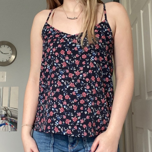 Hollister Criss-Cross Back Floral Tank Top - Picture 1 of 6